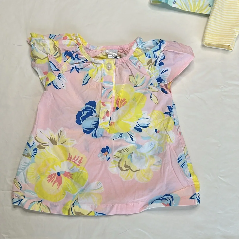 Carters size 9 months baby bundle of summer sets. Mix and match tops and pants.
